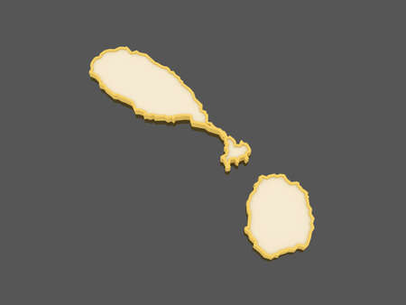Map of Saint Kitts and Nevis. 3dの写真素材