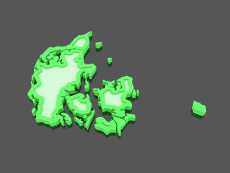 Three-dimensional map of Denmark. 3dの写真素材