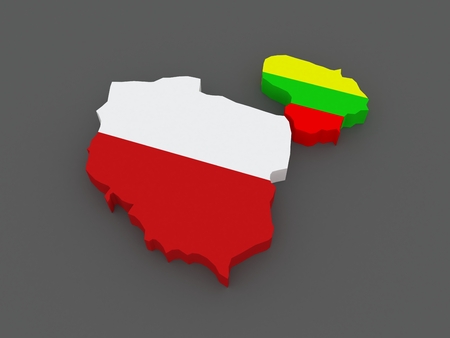 Poland and Lithuania. map. 3dの写真素材