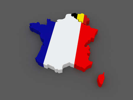 France and Belgium. map. 3dの写真素材