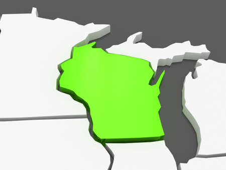 Three-dimensional map of Wisconsin. USA. 3dの写真素材