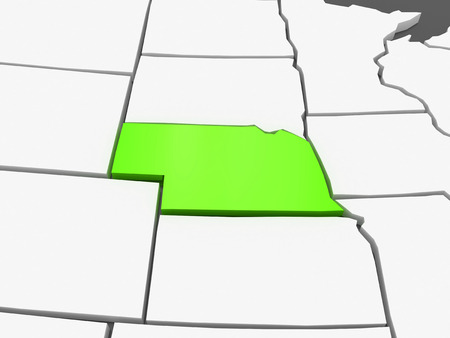 Three-dimensional map of Nebraska. USA. 3dの写真素材