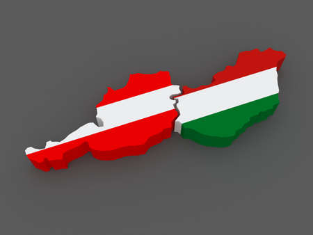 Austria and Hungary. map. 3dの写真素材