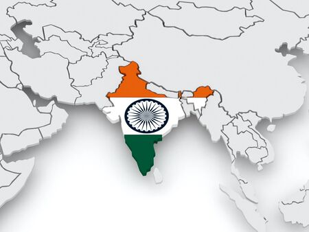 Map of worlds. India. 3dの写真素材