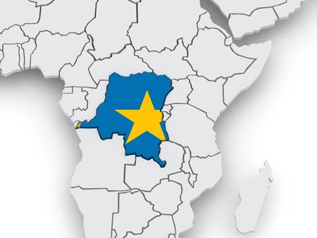 Map of worlds. Democratic Republic of Congo. 3dの写真素材