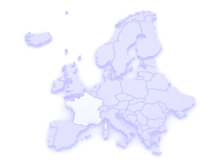 Map of Europe and France. 3dの写真素材