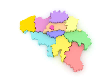 Three-dimensional map of Belgium. 3dの写真素材