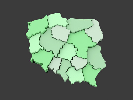 Three-dimensional map of Poland. 3d