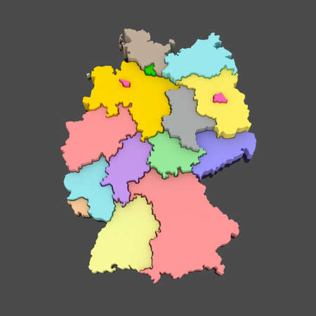 Three-dimensional map of Germany. 3d