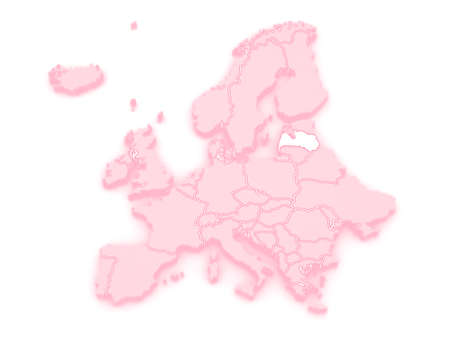 Map of Europe and Latvia. 3dの写真素材