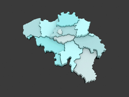 Three-dimensional map of Belgium. 3dの写真素材