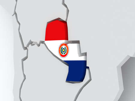 Map of worlds. Paraguay. 3dの写真素材