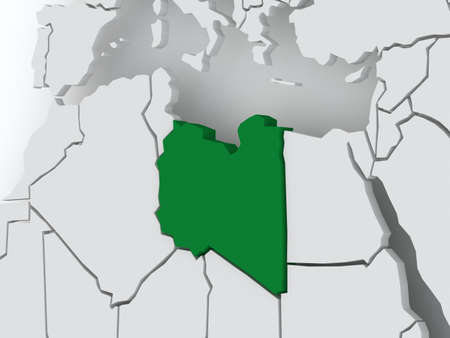 Map of worlds. Libya. 3dの写真素材