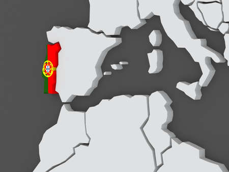 Map of worlds. Portugal. 3dの写真素材