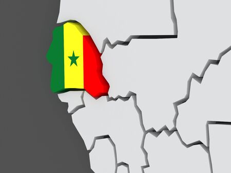 Map of worlds. Senegal. 3dの写真素材