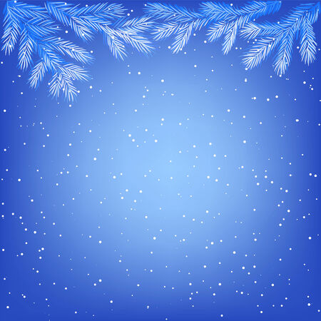 Christmas winter background with frozen tree branches at nightのイラスト素材
