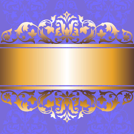 Vintage gold pattern on a purple backgroundのイラスト素材
