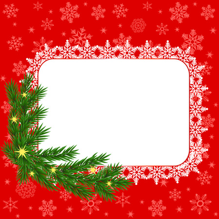 Christmas frame with snowflakes and fir sprigのイラスト素材