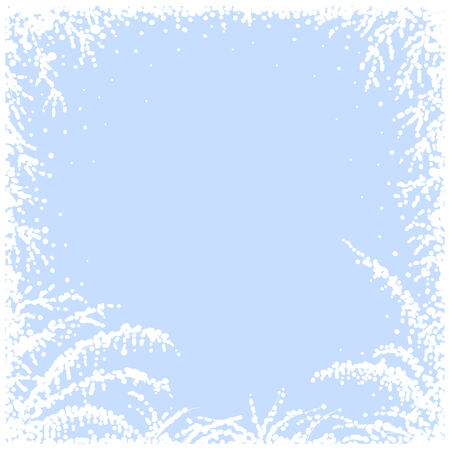 Frozen window with blue background. Christmas cardのイラスト素材