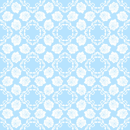 Seamless white floral lace on a blue backgroundのイラスト素材