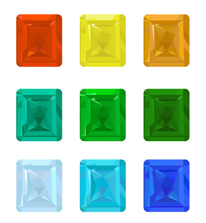 Set of colored gemstones on a white backgroundのイラスト素材