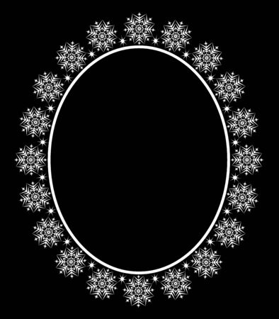 White frame with snowflakes on black backgroundのイラスト素材