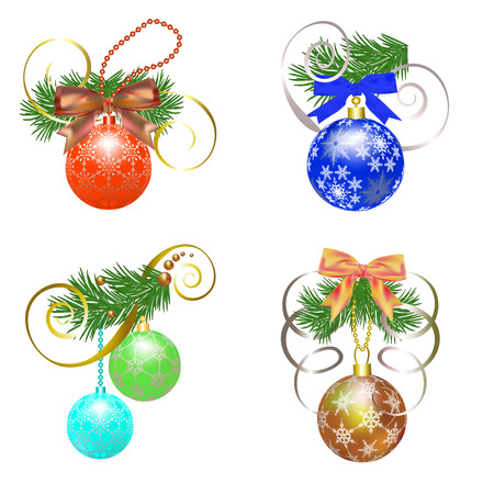 Card with Christmas balls with fir branchesのイラスト素材