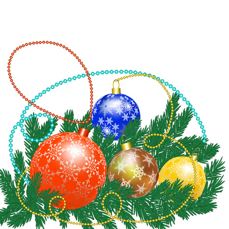 Card with Christmas balls with fir branchesのイラスト素材