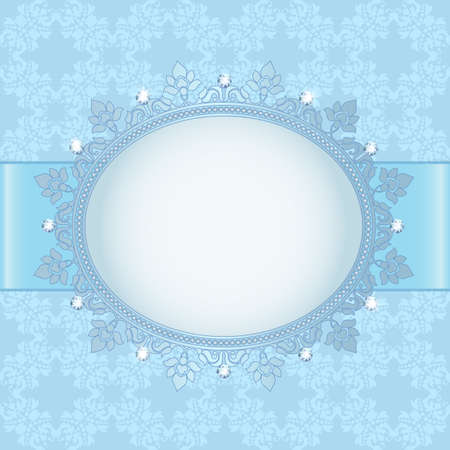 Blue frame with diamonds on a blue patterned backgroundのイラスト素材
