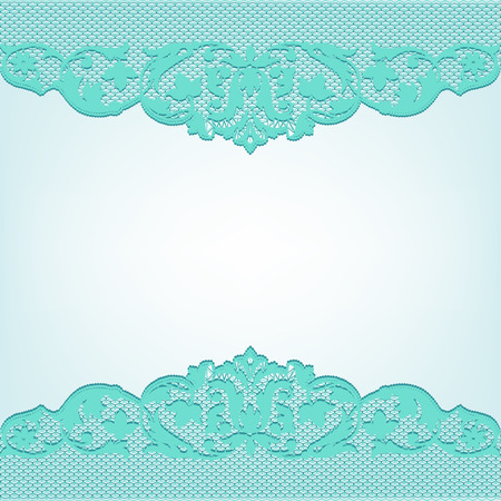 Turquoise background with white lace pattern borderのイラスト素材