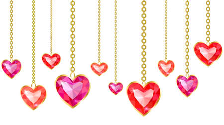 Heart of gem set in gold on a whiteのイラスト素材