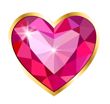 Heart of gem set in gold on a whiteのイラスト素材