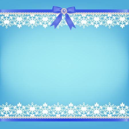 Greeting card with lace borders pearls and bowsのイラスト素材