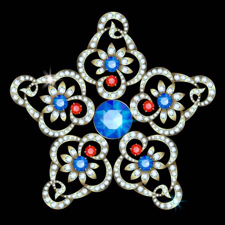 Diamond brooch in the shape of a starのイラスト素材