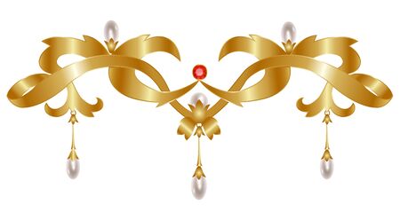 Gold vintage jewelry with pearls isolated on whiteのイラスト素材