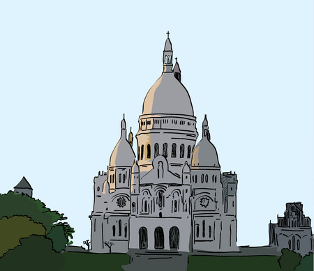 illustration of Basilique du Sacre Coeur, Parisのイラスト素材