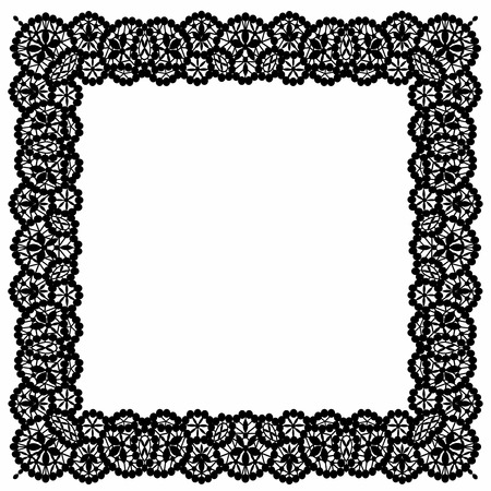 Elegant black lace frame on a white backgroundのイラスト素材