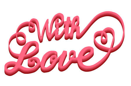 With Love-text handmade red lettering on a white backgroundのイラスト素材