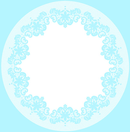 Blue lace doily with flowery pattern on a white backgroundのイラスト素材