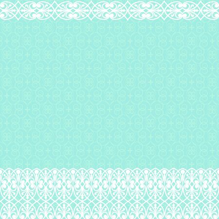 White lace pattern border on a turquoise backgroundのイラスト素材
