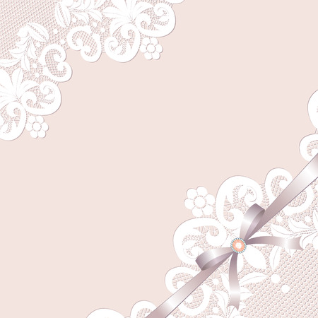 White lace borders with bow and jeweleryのイラスト素材