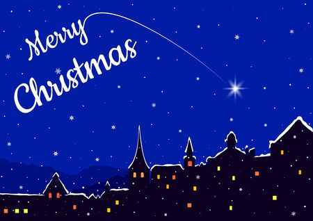 Night city with buildings and illuminated windowsのイラスト素材