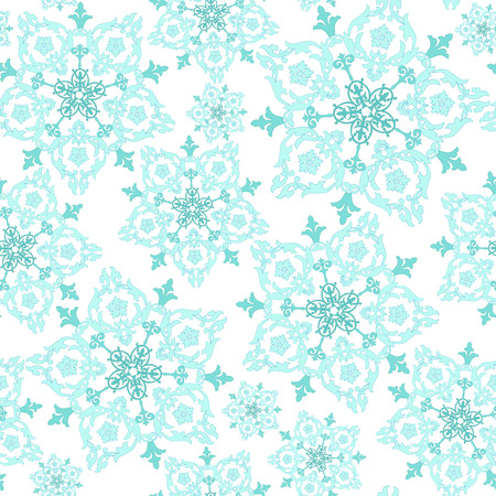 Seamless abstract decorative pattern of turquoise color on a whiteのイラスト素材