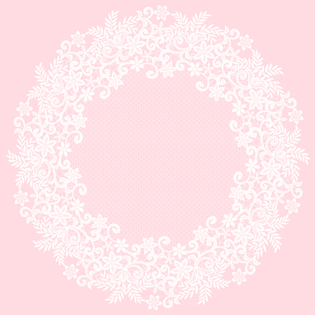White openwork lace napkin on a pink backgroundのイラスト素材