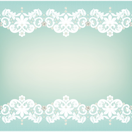 lace edgings with pearls on a green backgroundのイラスト素材