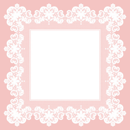 White openwork lace napkin on pink backgroundのイラスト素材