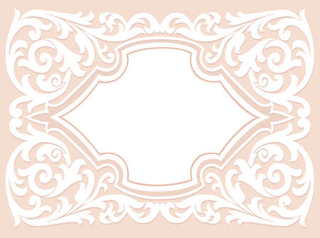 Greeting card with a vegetative ornament on a beige backgroundのイラスト素材