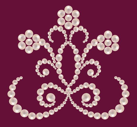 Floral ornament from pearls on a maroon backgroundのイラスト素材