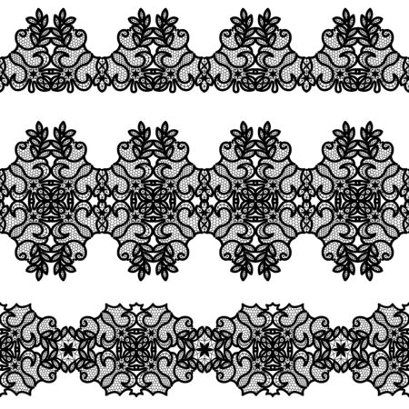 Set of black lace tape on white backgroundのイラスト素材