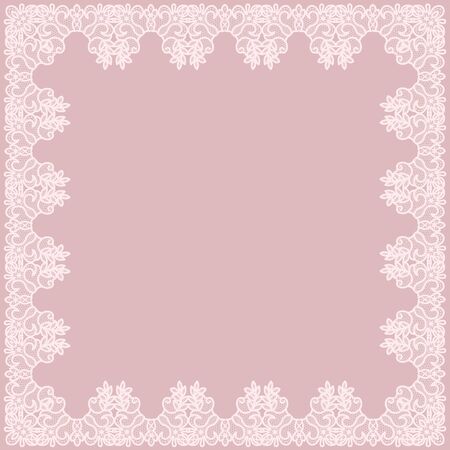 Elegant lace frame on a pink backgroundのイラスト素材